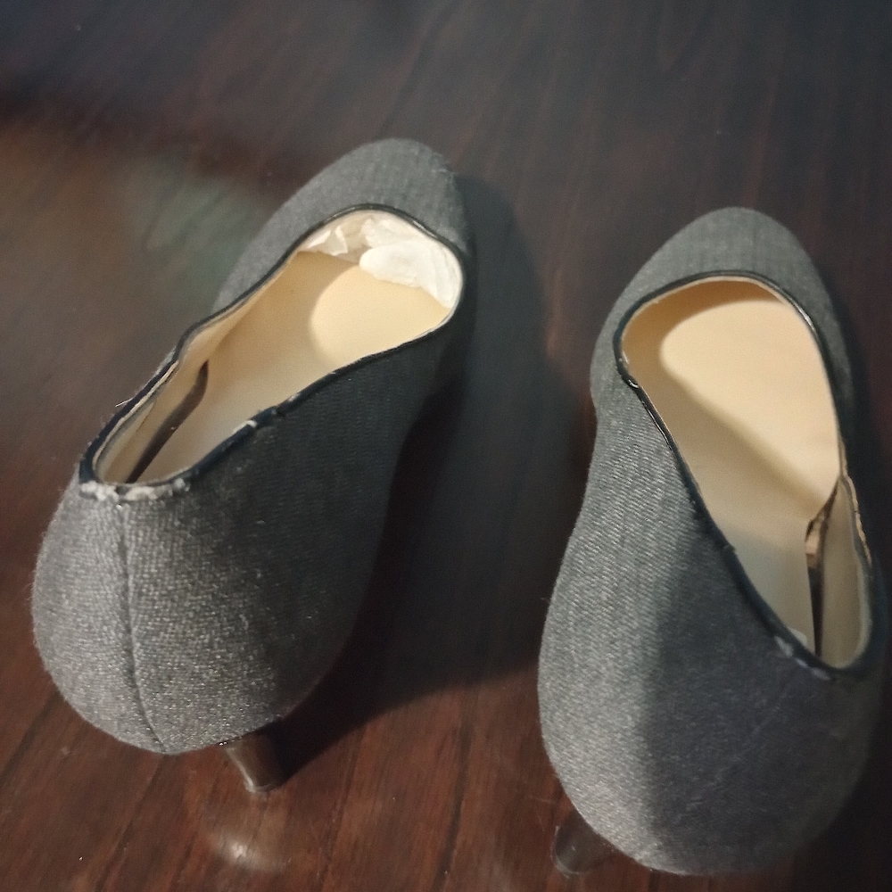 Nine West WOS 4"Heels Pumps WISE UP 2 sz 9M Gray Tweed Slip-On Classy Work Dress - Picture 7 of 14